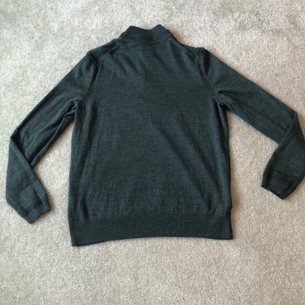 Jos A Bank Traveler Collection Green Merino Wool Zip Sweater Pullover Size Large - Picture 9 of 9